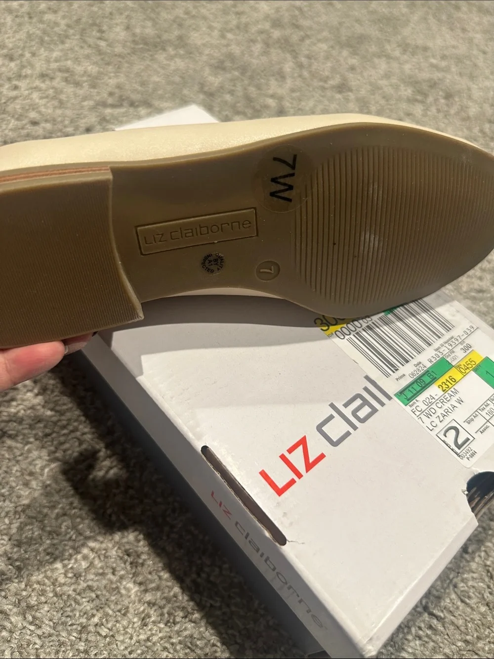 Liz Claiborne Cream Women’s Slip-On Loafer with Gold Accent